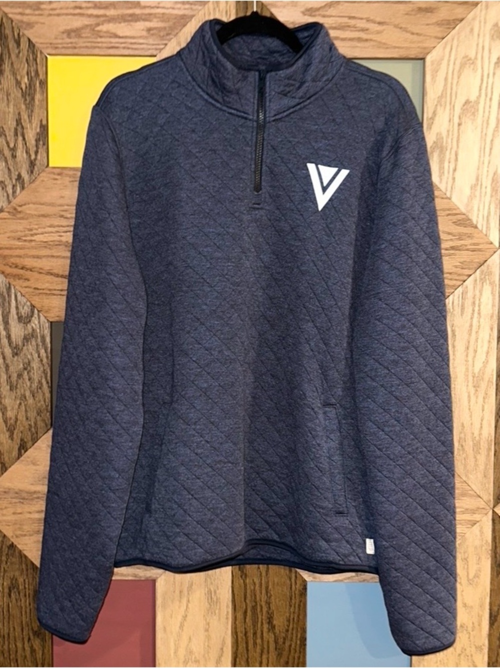 Marine Layer Men’s Corbet Quilted Quarter Zip Blue Pullover Sweatshirt Sz L